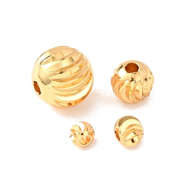 Латунные бусины, гофрированный круглый, стойки покрытие, долговечный, без кадмия и без свинца