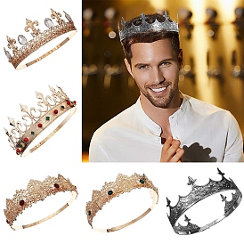 Men's Alloy Rhinestone Crown Hair Bands, Adjustable Hair Accessories for Men