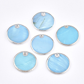 Freshwater Shell Pendants, Dyed, Flat Round