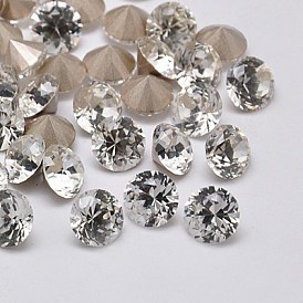 K 9 Strass mit spitzem Glasboden, Nachahmung österreichischen Kristall, rot Kupfer plattiert zurück, facettierte Diamant