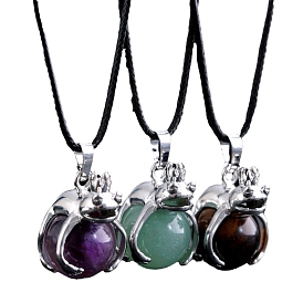 Круглые подвески-шарики из натуральных драгоценных камней, подвески в виде лягушки из сплава, платина