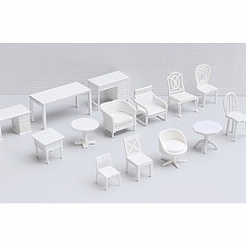 Plastic Table & Chairs, Mini Furniture, Dollhouse Decorations