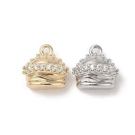 Brass Micro Pave Clear Cubic Zirconia Pendants, Food Charms
