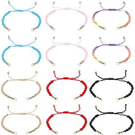 12шт 6 цвета полуготовые плетеные браслеты из нейлоновой нити, с прыжковых колец, для изготовления браслетов с регулируемым соединителем
