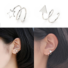925 Silver Star Earrings - Minimalist, Stylish, Rotating Design, Feminine Ear Studs.