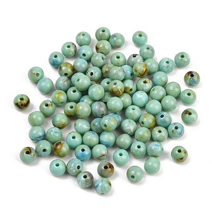 Двухцветные непрозрачные акриловые бусины, имитирующие драгоценные камни, круглые