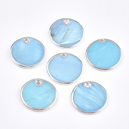 Freshwater Shell Pendants, Dyed, Flat Round