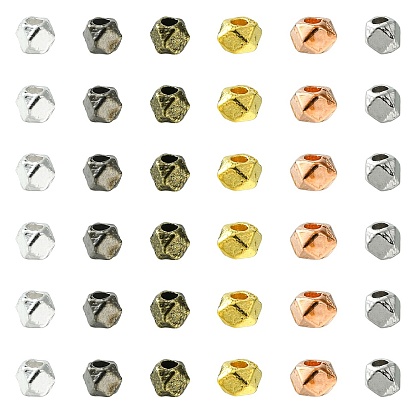 100Pcs 5 Colors Polyhedron Alloy Finding Beads, Lead Free & Cadmium Free
