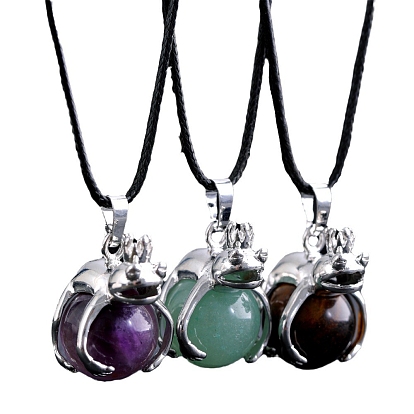 Круглые подвески-шарики из натуральных драгоценных камней, подвески в виде лягушки из сплава, платина