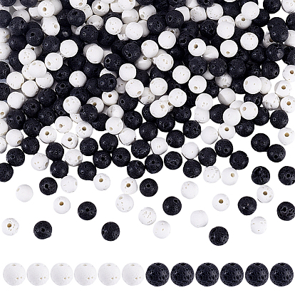 5 нити 2 цвета натуральный лавовый камень круглые бусины нити