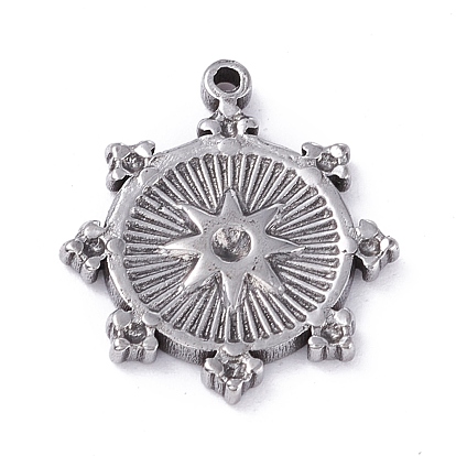 304 cabujones de diamantes de imitación colgantes de acero inoxidable, plano y redondo con estrella