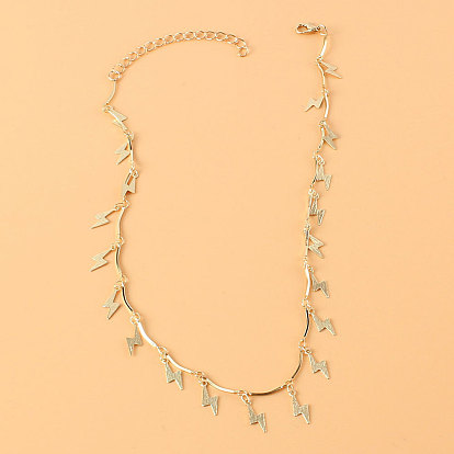 Minimalist Collarbone Chain with Alloy Lightning Pendant, Beautiful Women's Necklace 17410.