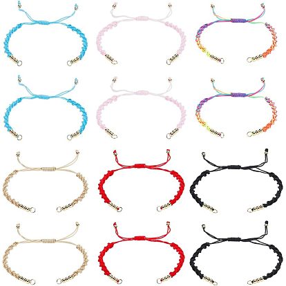 12шт 6 цвета полуготовые плетеные браслеты из нейлоновой нити, с прыжковых колец, для изготовления браслетов с регулируемым соединителем