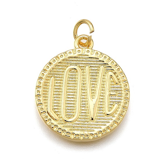 Стойки обшивки латунные подвески, плоские круглые со словом "love", с целью перехода в кольце, без кадмия и без свинца, долговечный