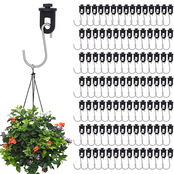 201 Stainless Steel Greenhouse S Hooks Hanger, with Plastic Fixing Clips