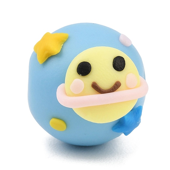 Perles en fimo faits à la main, planète souriante