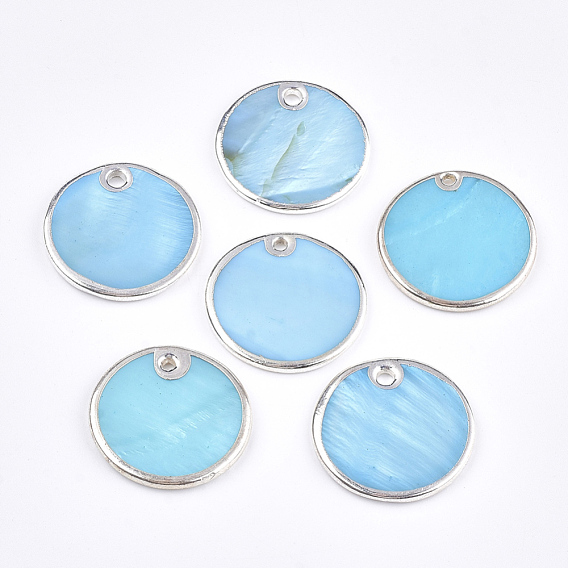 Freshwater Shell Pendants, Dyed, Flat Round