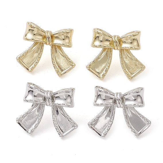 Bowknot Brass Stud Earrings, Long-Lasting Plated, Lead Free & Cadmium Free