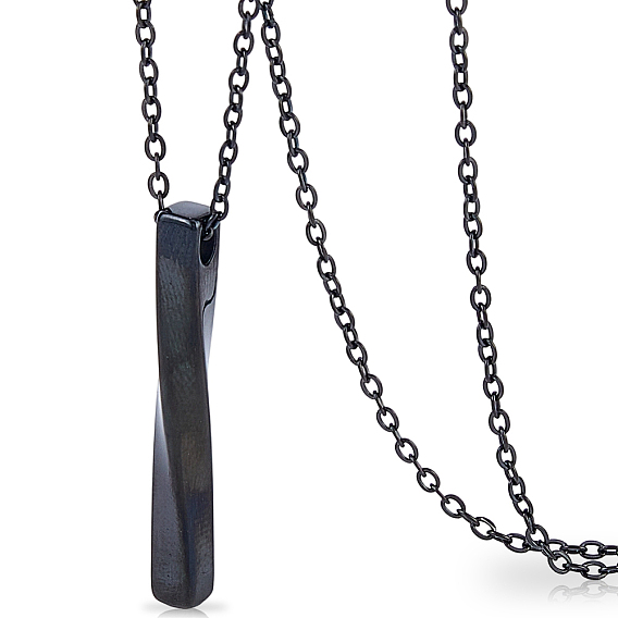 304 Stainless Steel Twisted Rectangle Pendant Urn Ashes Necklaces