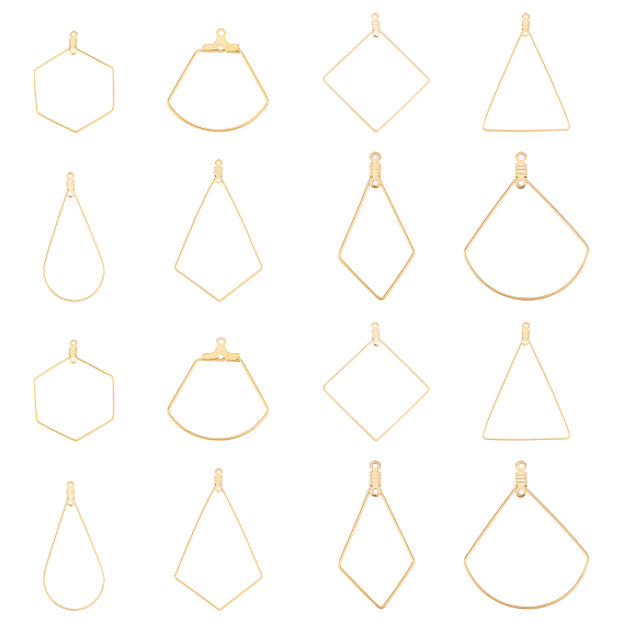 304 pendentifs en fil d'acier inoxydable, conclusions de boucle d'oreille, formes mixtes