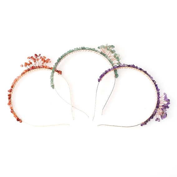 Natural Gemstone with Metal Hair Bands