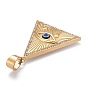 304 Stainless Steel Pendants, with Crystal Rhinestone and Resin, Triangle with Egyptian Eye of Horus