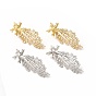 Rack Plating Brass Micro Pave Cubic Zirconia Stud Earrings for Women, Long-Lasting Plated, Lead Free & Cadmium Free, Meteor