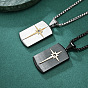 Collier pendentif étoile en acier inoxydable bicolore serti de zirconiums cubiques transparents, style plaque militaire, pour homme