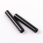 Glass Bugle Beads, Black, 12~15x2.5mm, Hole: 0.5mm, about 3500pcs/one pound