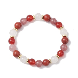 Браслеты из натуральных и синтетических смешанных драгоценных камней, круглые бусины, эластичные для женщин