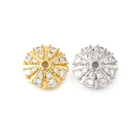 Колпачки для бусин из прозрачного кубического циркония в форме цветка из латуни, долговечный, без кадмия и без свинца, стойки покрытие