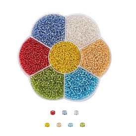 7 abalorios redondos de vidrio de colores, cuentas de agujero redondo forradas de plata, pequeñas cuentas artesanales, para la fabricación de la joyería diy