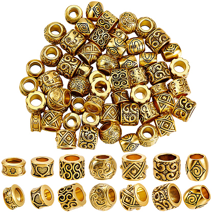 70шт 7 стили сплав европейские бусины, бусины с большим отверстием, разнообразные