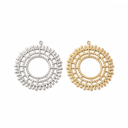 Ion Plating(IP) 304 Stainless Steel Pendants, With Jump Ring, Flat Round
