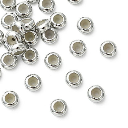 SHEGRACE Rondelle Brass Beads, with Rubber Inside, Slider Beads, Rondelle, Cadmium Free & Nickel Free & Lead Free