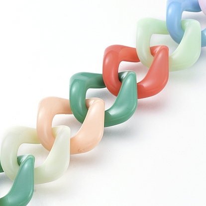 Handgefertigte Acryl-Bordsteinketten, verdrillte Kette (Gliederfarbe zufällig), für Schmuck machen