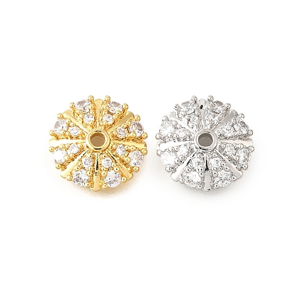 Колпачки для бусин из прозрачного кубического циркония в форме цветка из латуни, долговечный, без кадмия и без свинца, стойки покрытие