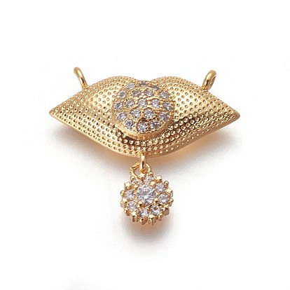 Brass Micro Pave Cubic Zirconia Pendants, Lips