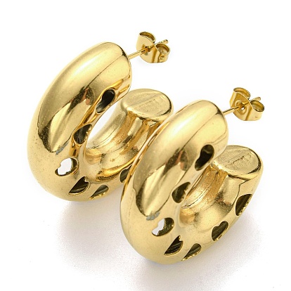 Ионное покрытие (ip) 316 серьги-гвоздики из хирургической нержавеющей стали для женщин, долговечная серьга в форме полого сердца с пластинками