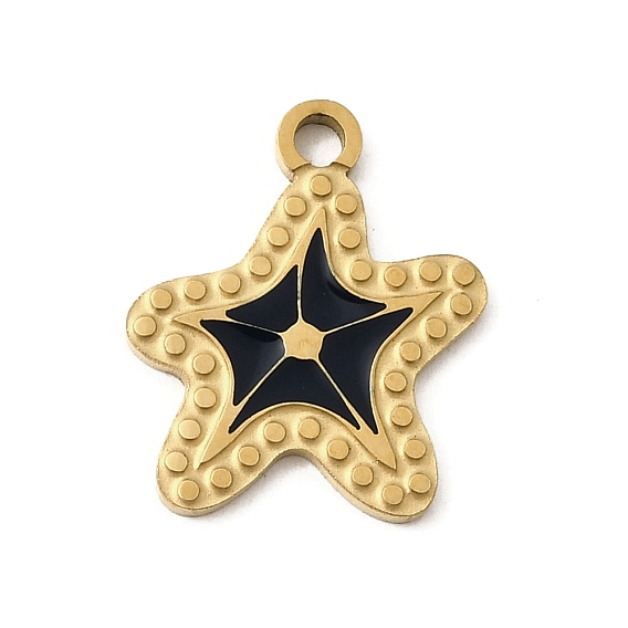 304 нержавеющей стальной эмали подвески, ионное покрытие (ip), очарование морской звезды, реальный 18 k позолоченный