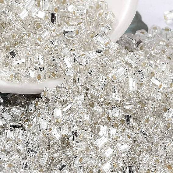 Glass Seed Beads, Square Hole, Silver Lined, Square
