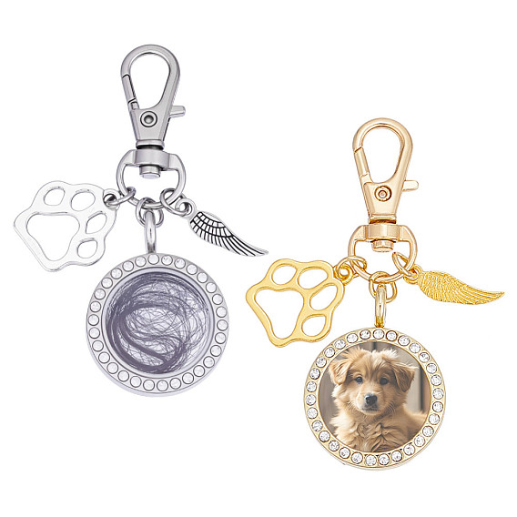 Сплав хрустальный горный хрусталь медальон подвеска украшения, с сплава шарнирного когтя омара застежками, плоско-круглые