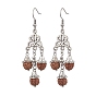 Natural Rudraksha Dangle Earrings, with 316 Surgical Stainless Steel Earring Hooks, Teardrop