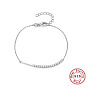 925 Sterling Silver Link Bracelet, with Cubic Zirconia Tennis Chains, with S925 Stamp