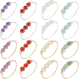 16piezas 8 estilos de anillos de dedo con piedras preciosas mixtas, joyería de envoltura de alambre de cobre para mujer