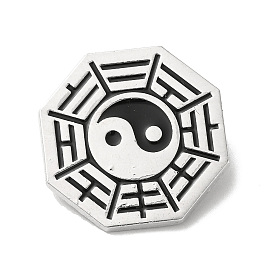 Eight-Diagram Tactics with Yin Yang Alloy Brooch Pin, Octagon Badge for Backpack Clothes