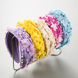 Fashion Flower Knot Wide Headband for Women, Handmade Hair Accessories