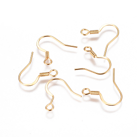 Ion Plating(IP) 304 Stainless Steel Earring Hooks, Flat Earring Hooks, with Horizontal Loop