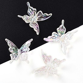 Прозрачные акриловые бусины, бабочка, с покрытием AB цвета