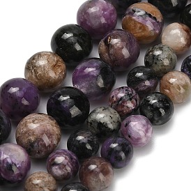 Естественно чароитовыми бисер пряди, класса AB, круглые